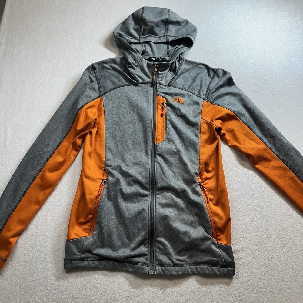 The North Face Men Hooded Zip Gray Orange Jacket Size S Distressed Outdoor